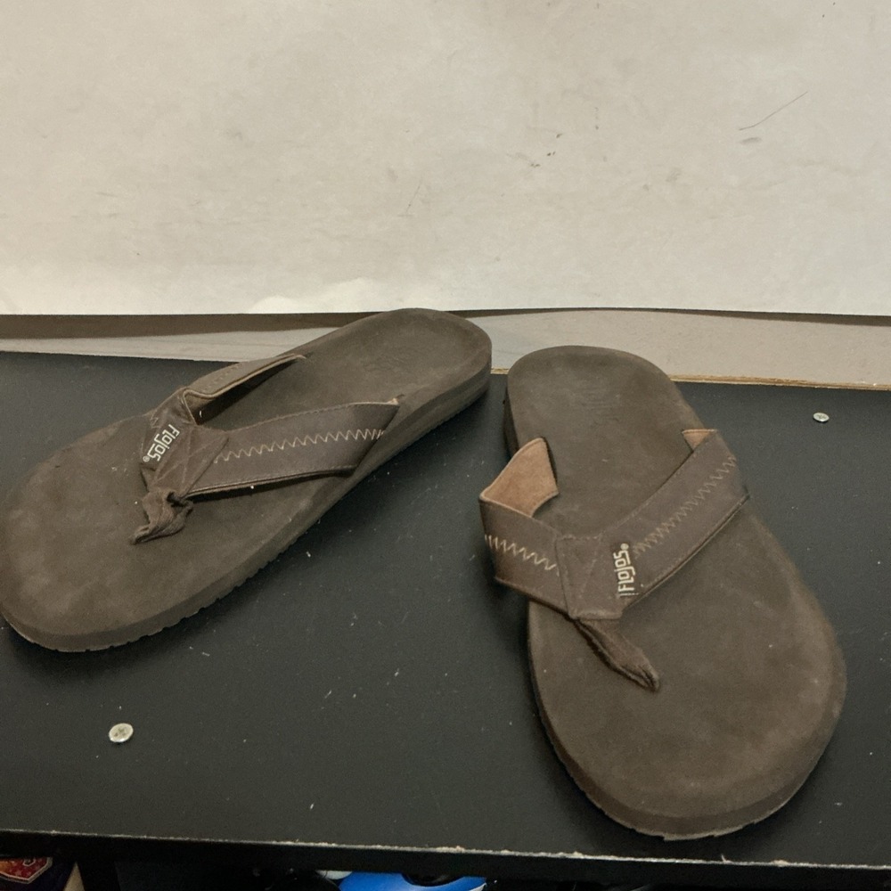 Flojos Men's Brown Flip Flops. NO SIZE 11" Long From Toe To Heel